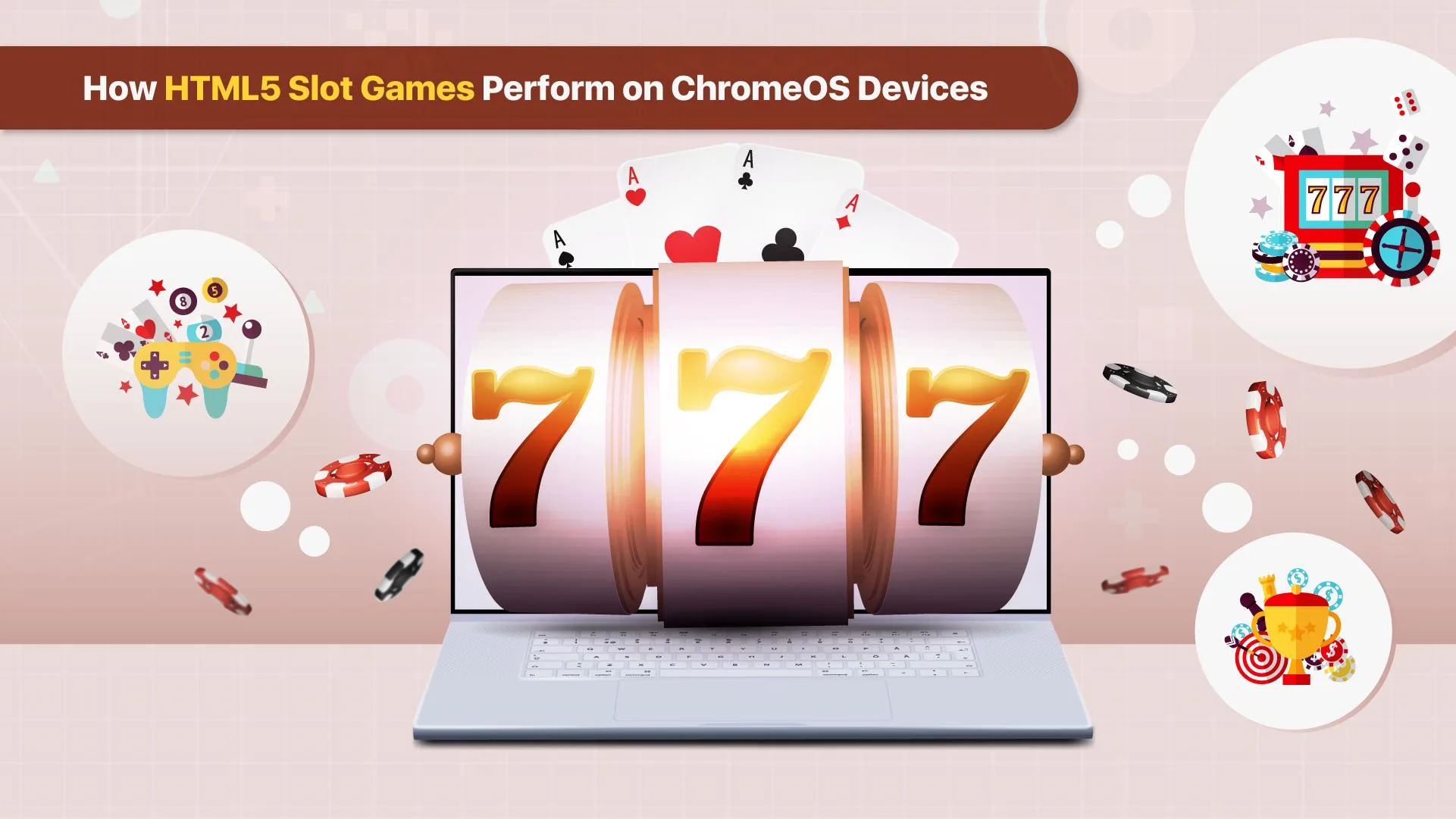 HTML5 browser slot game with 777 reels running on a Chromebook device with ChromeOS