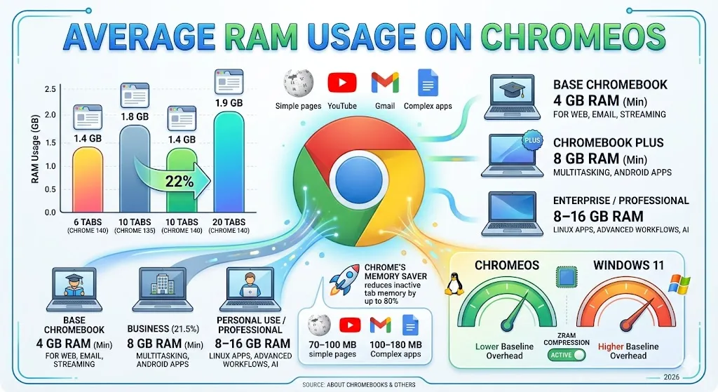 Average RAM Usage On ChromeOS Statistics 2026