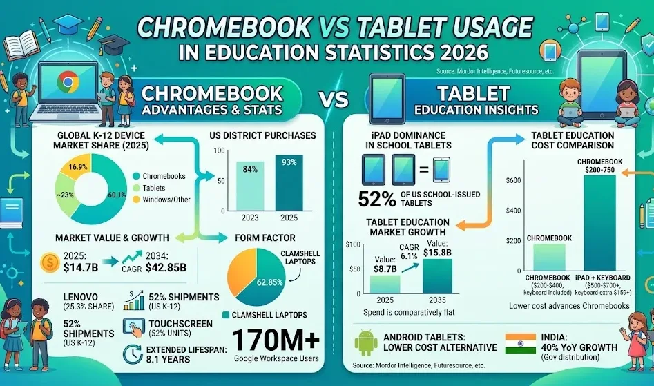 Chromebook vs Tablet Usage In Education Statistics 2026