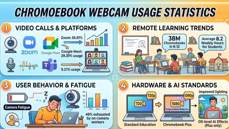Chromebook Webcam Usage Trends Statistics 2026: Video Calls, Remote Learning And User Behavior