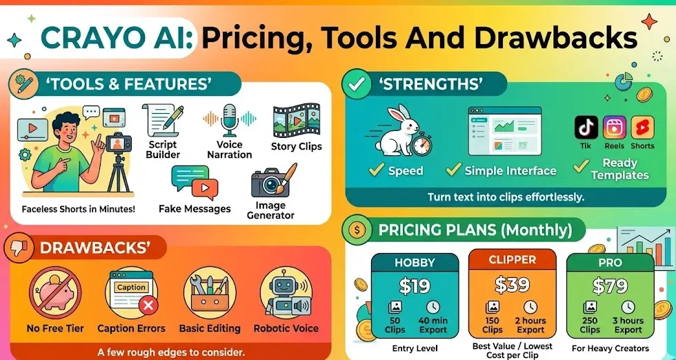 Crayo AI: Pricing, Tools And Drawbacks In 2026