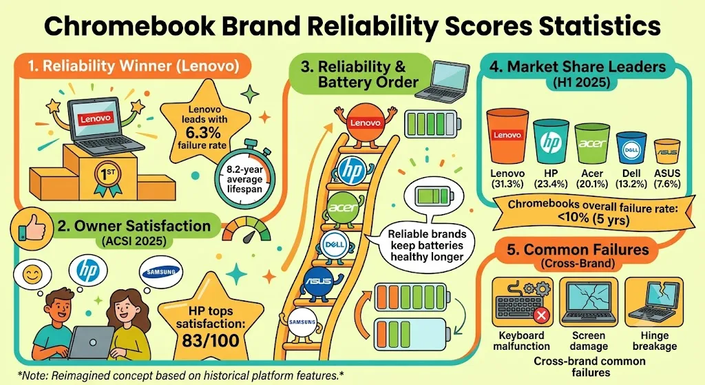 Chromebook Brand Reliability Scores Statistics 2026: Quality Ratings And User Reports