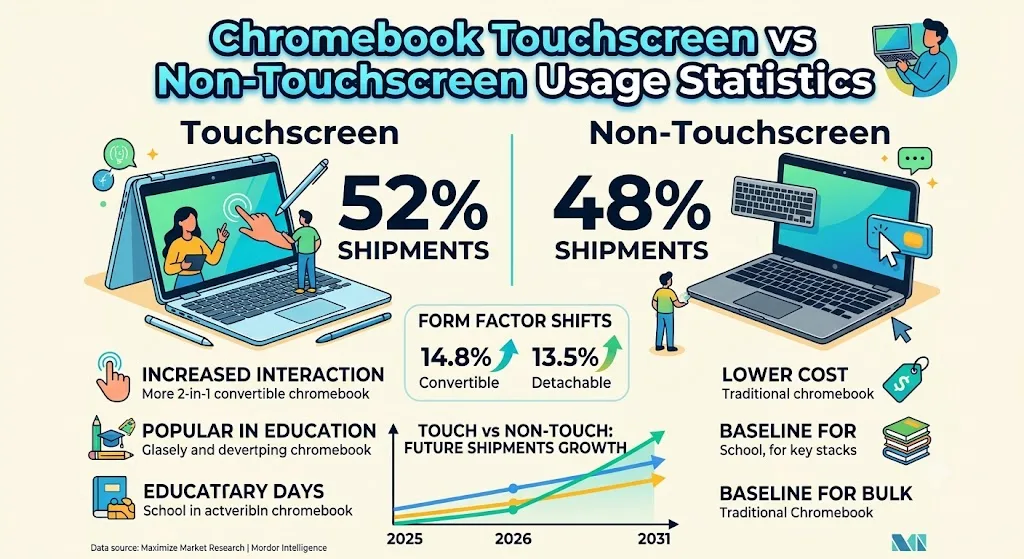 Chromebook Touchscreen vs Non-Touchscreen Usage Statistics 2026: Device Interaction and Form Factor Data