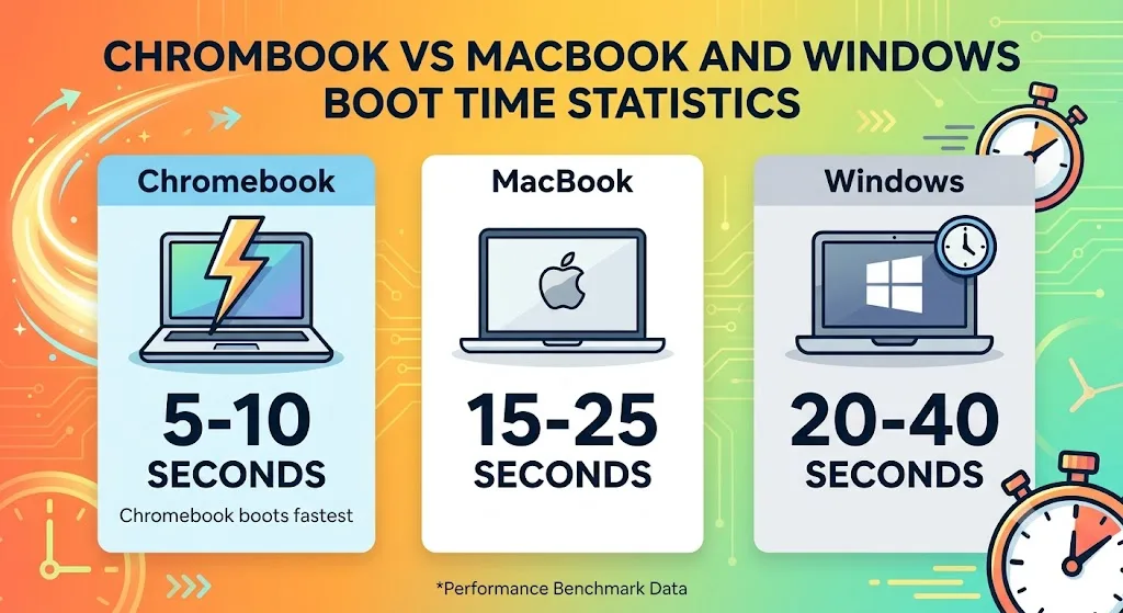 Chromebook vs MacBook and Windows Boot Time Statistics 2026: Performance Benchmark Data