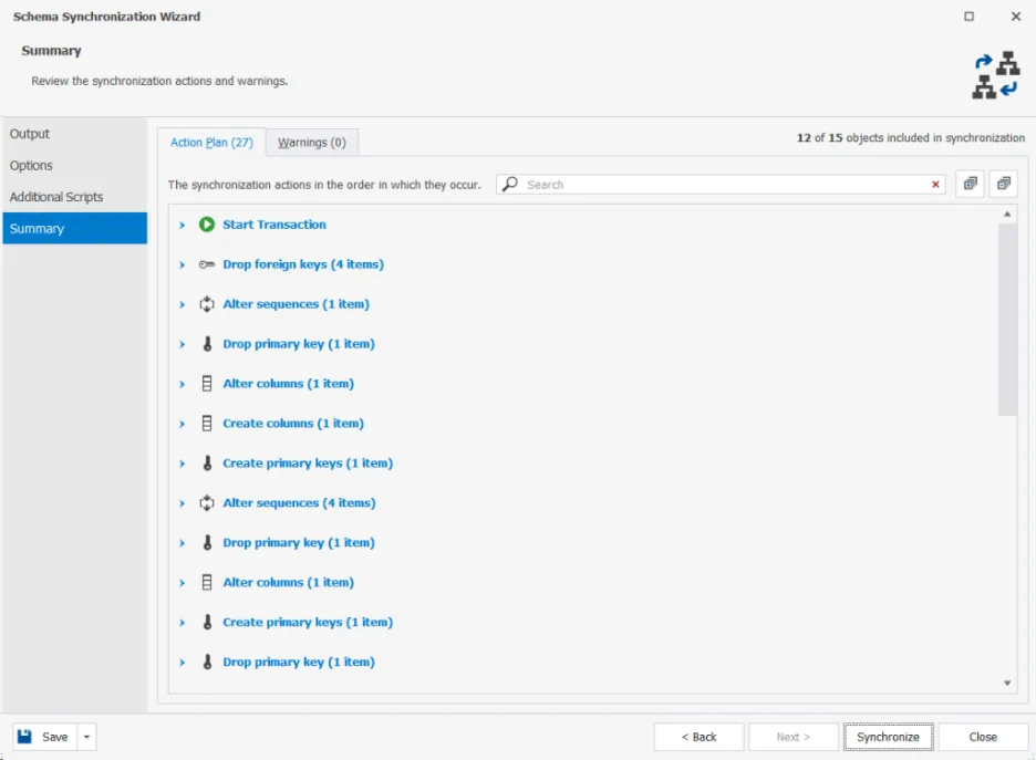 I can also review the summary of the actions to be made in the sync script