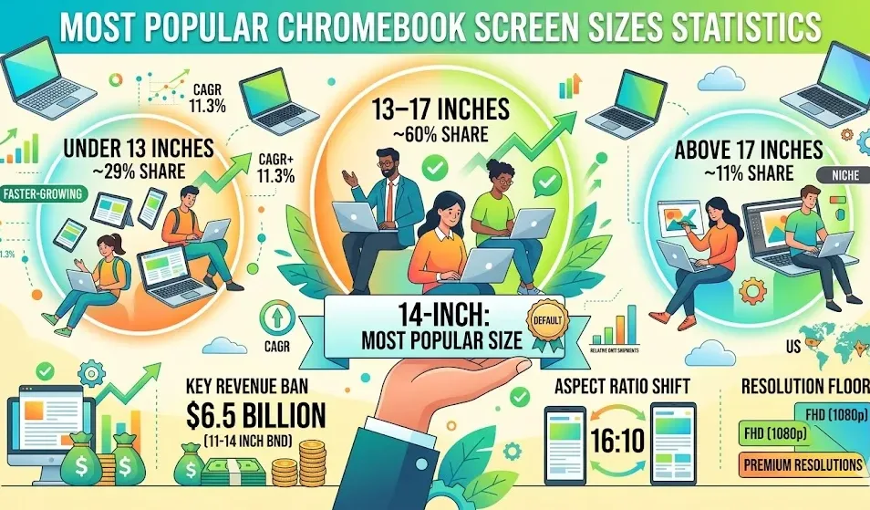 Most Popular Chromebook Screen Sizes Statistics 2026: Device Preference And Usage Data