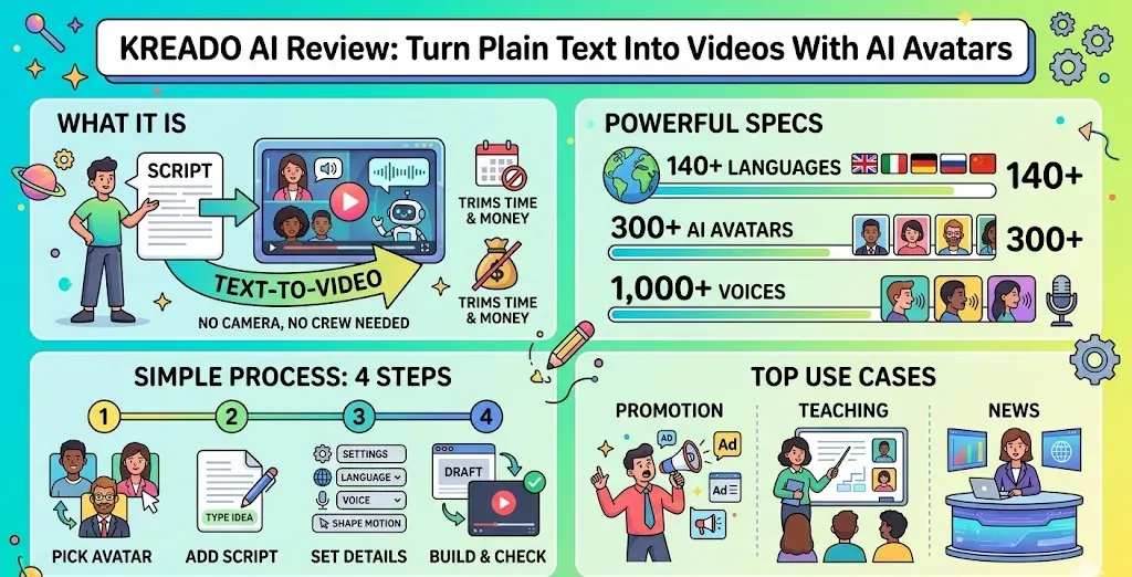 Kreado AI Review: Turn Plain Text Into Videos With AI Avatars