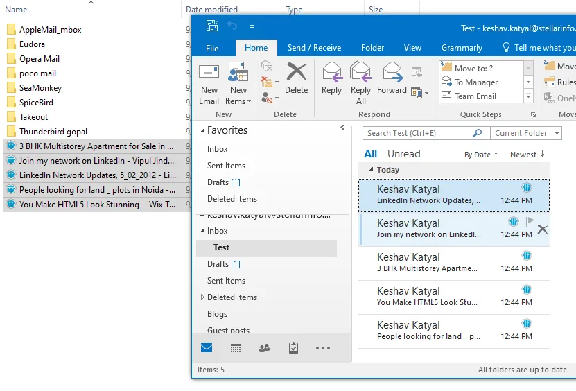 Import EMLS to Outlook one by one