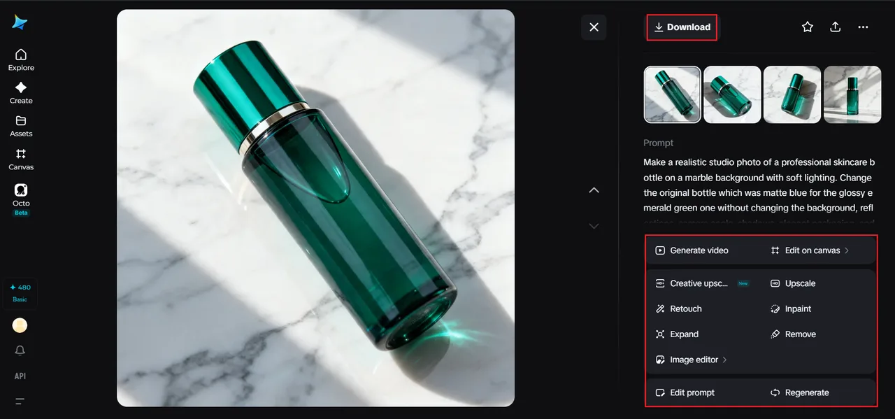 Edit and download