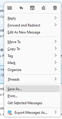 Save mailbox data from Thunderbird