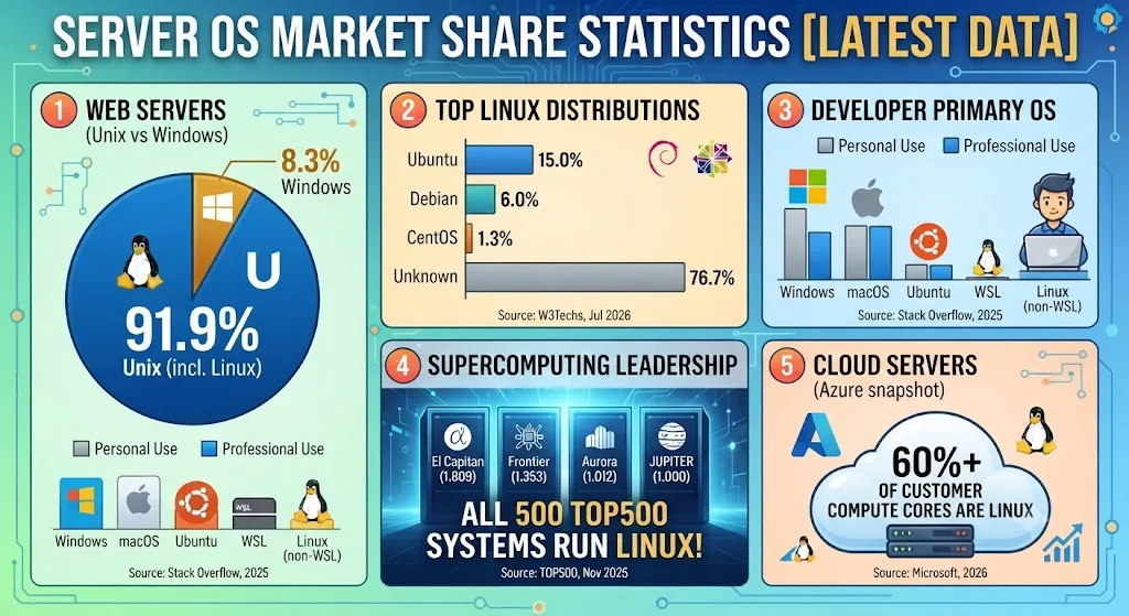 Server OS Market Share Statistics 2026 [Latest Data]