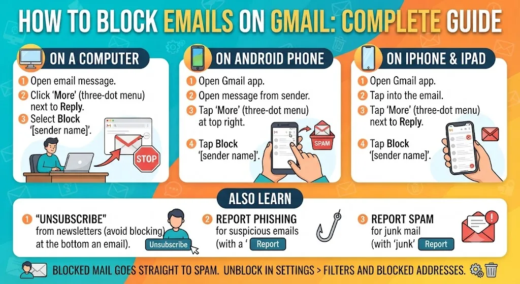 How to Block Emails on Gmail: Complete Guide for All Devices