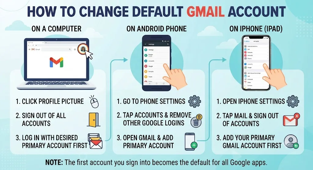 How to Change Default Gmail Account