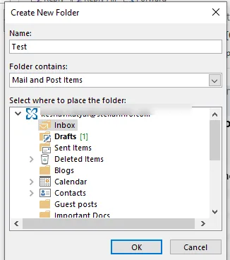 Open Outlook application and create the folder to