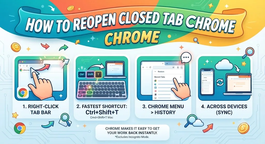 How to Reopen Closed Tab Chrome: Every Method That Works