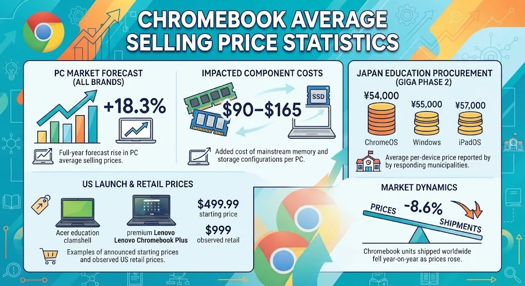Chromebook Average Selling Price Statistics 2026: US Retail Averages And Launch Prices