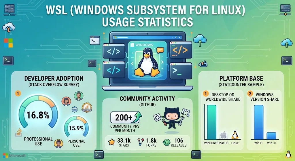 WSL (Windows Subsystem for Linux) Usage Statistics 2026
